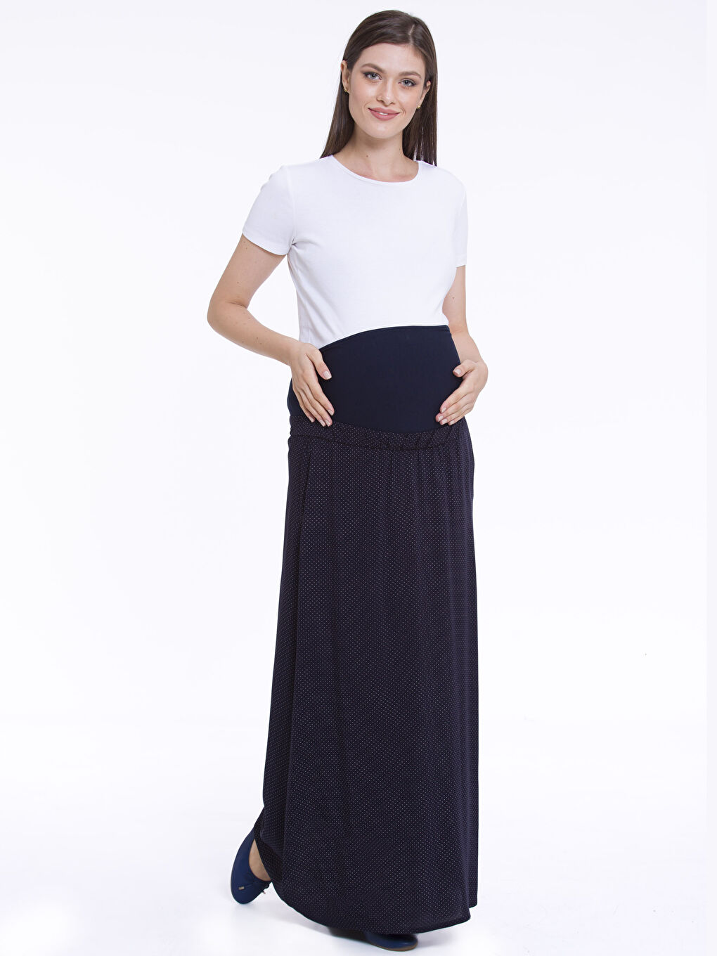 Lacivert Baskılı Etek-2