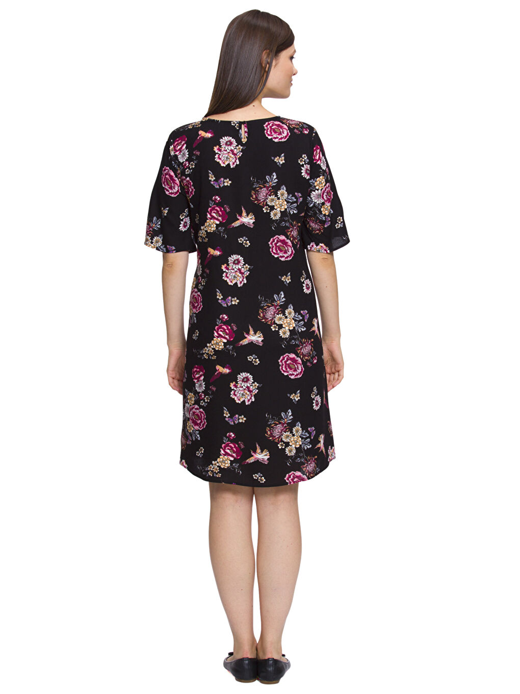 Siyah Baskılı Elbise-1