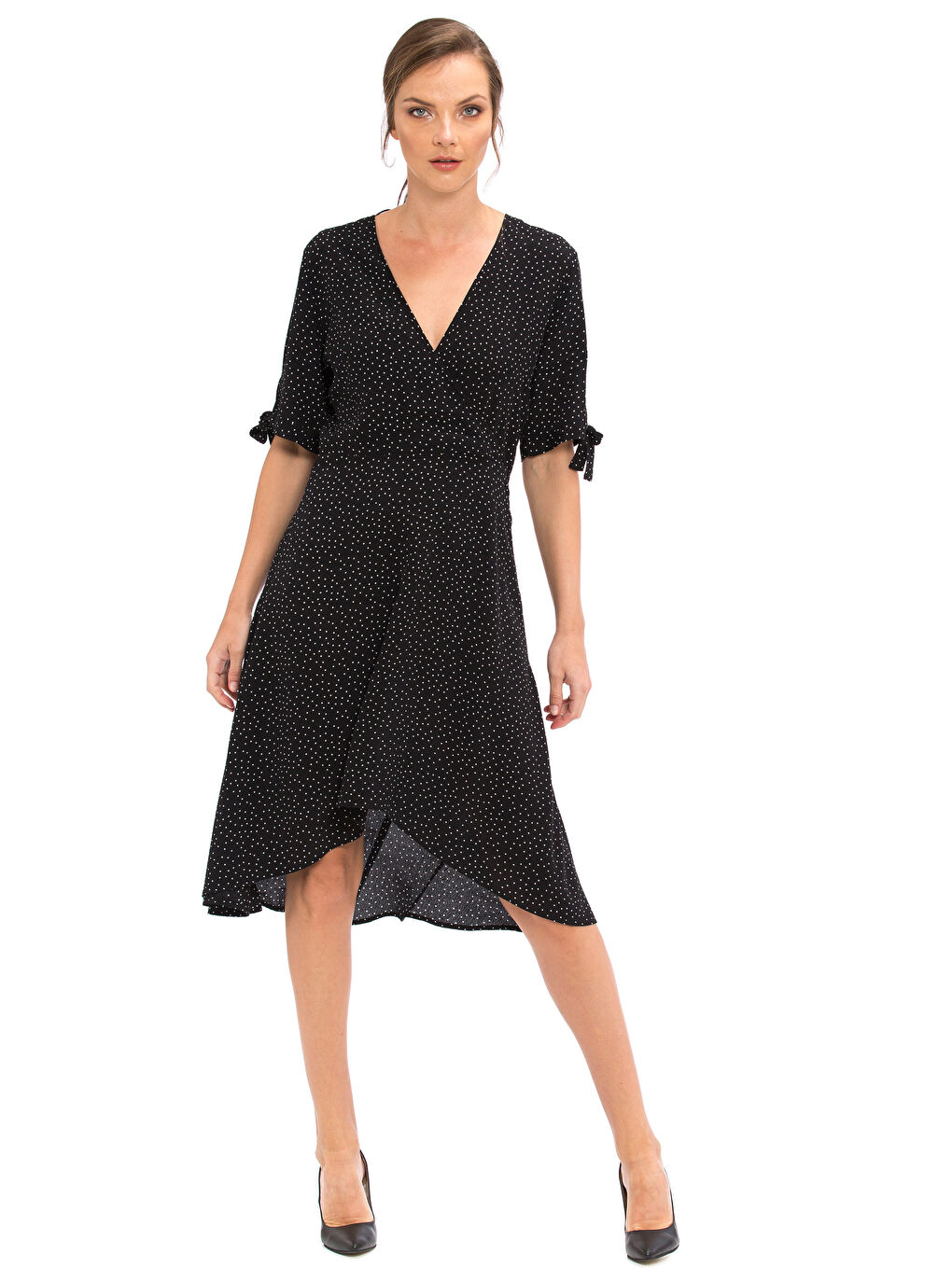 Siyah Baskılı Elbise