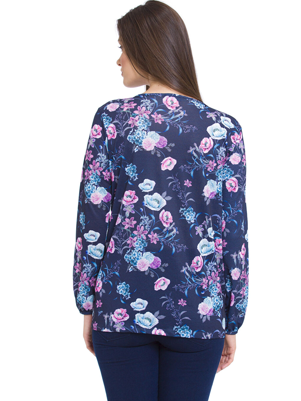 Lacivert Baskılı Tişört-1