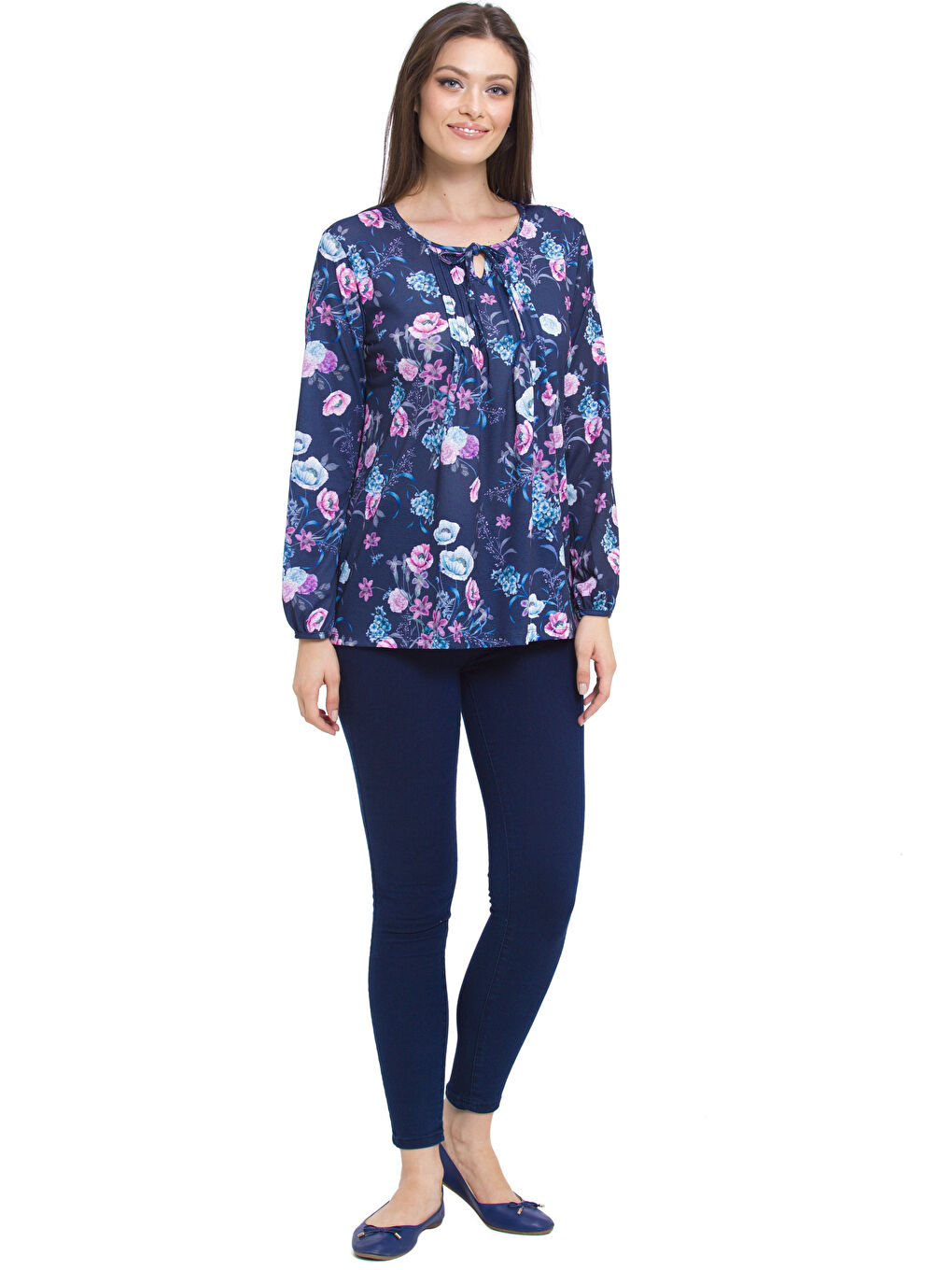 Lacivert Baskılı Tişört-2