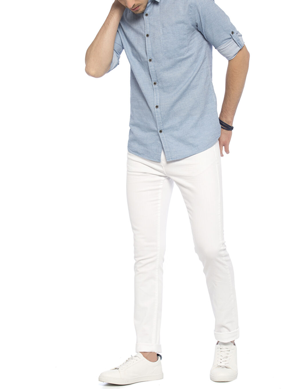 Beyaz Rodeo Jean Pantolon-2