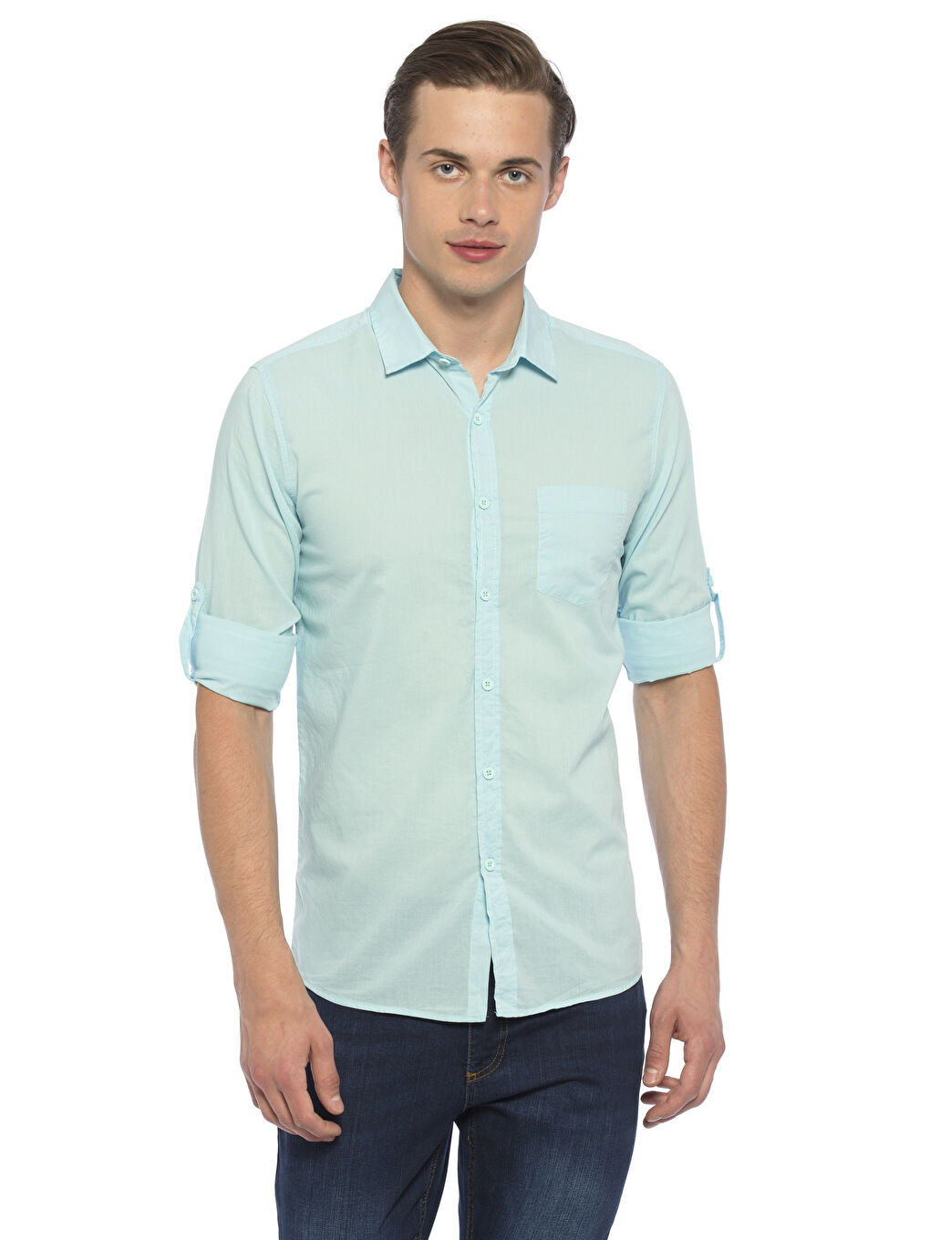 Мужчины Бирюзовый Рубашка