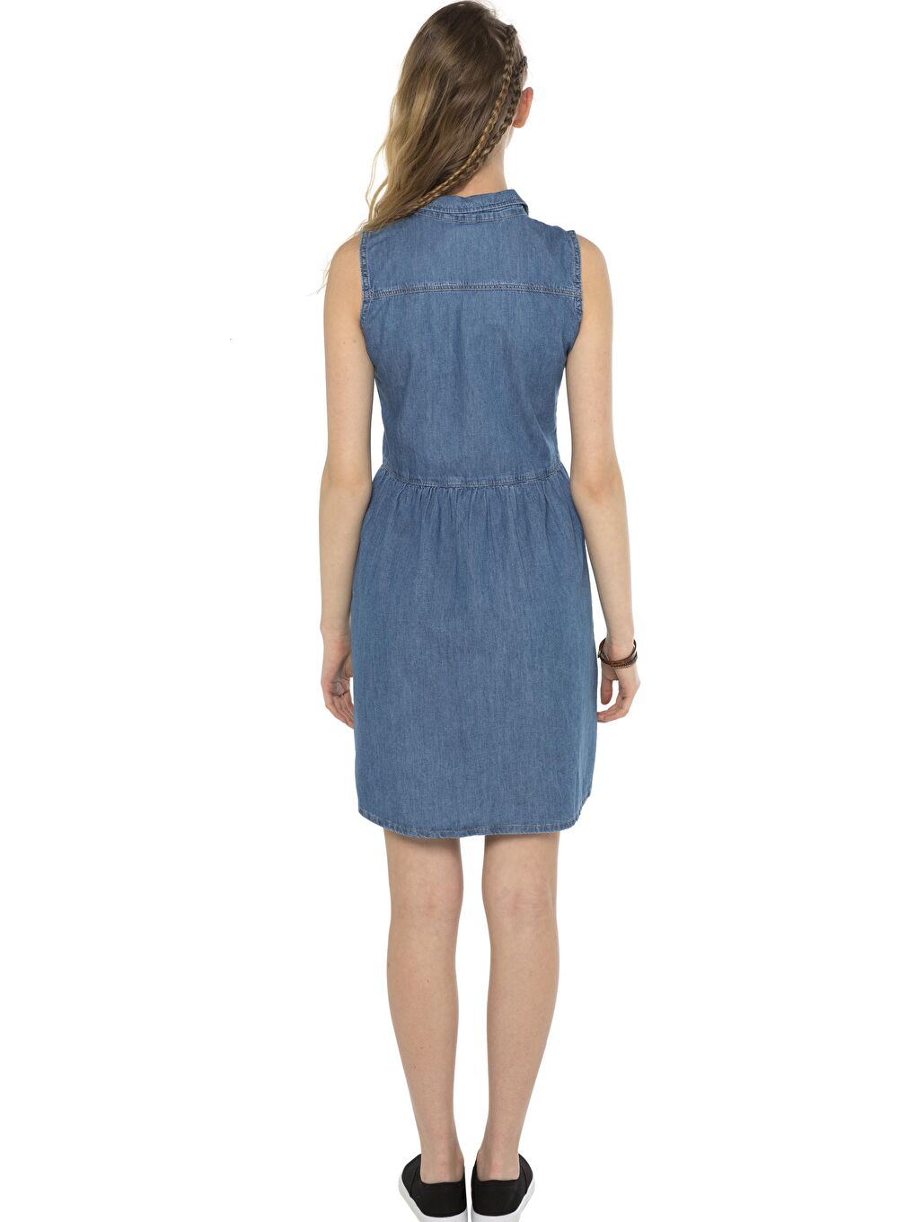 Orta İndigo Rodeo Jean Elbise-1