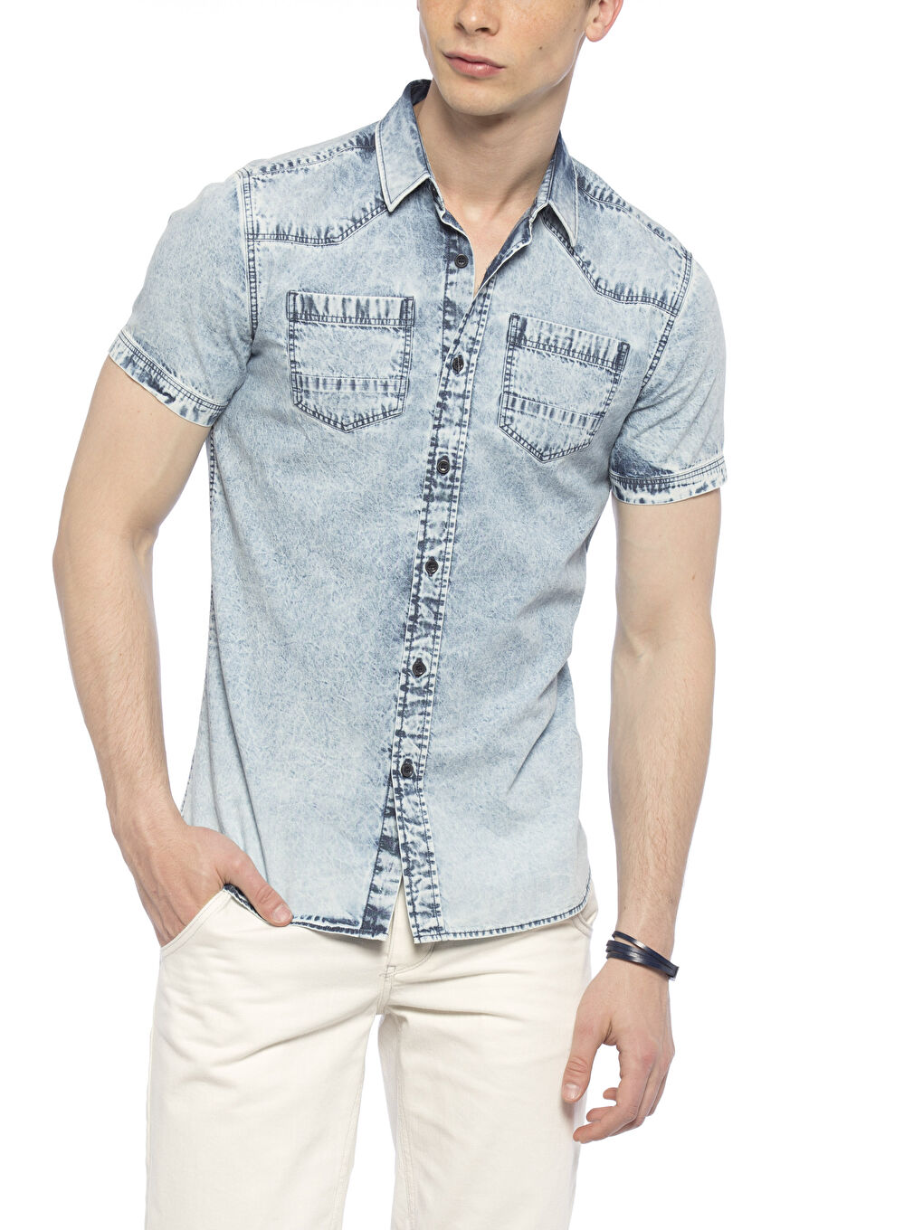 Açık İndigo Rodeo Jean Gömlek