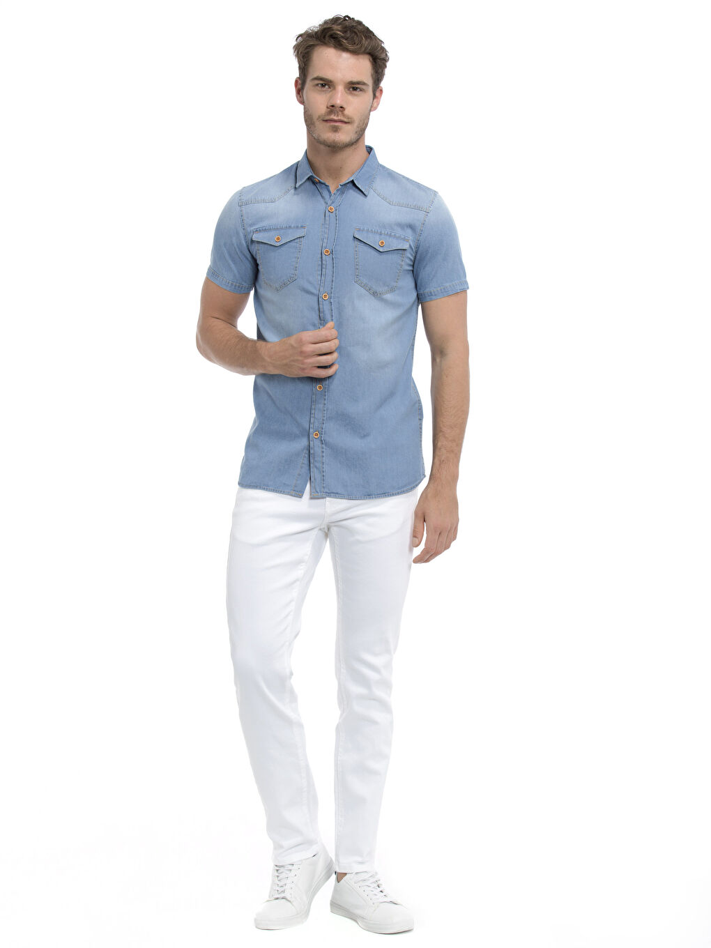 Orta İndigo Rodeo Jean Gömlek-2