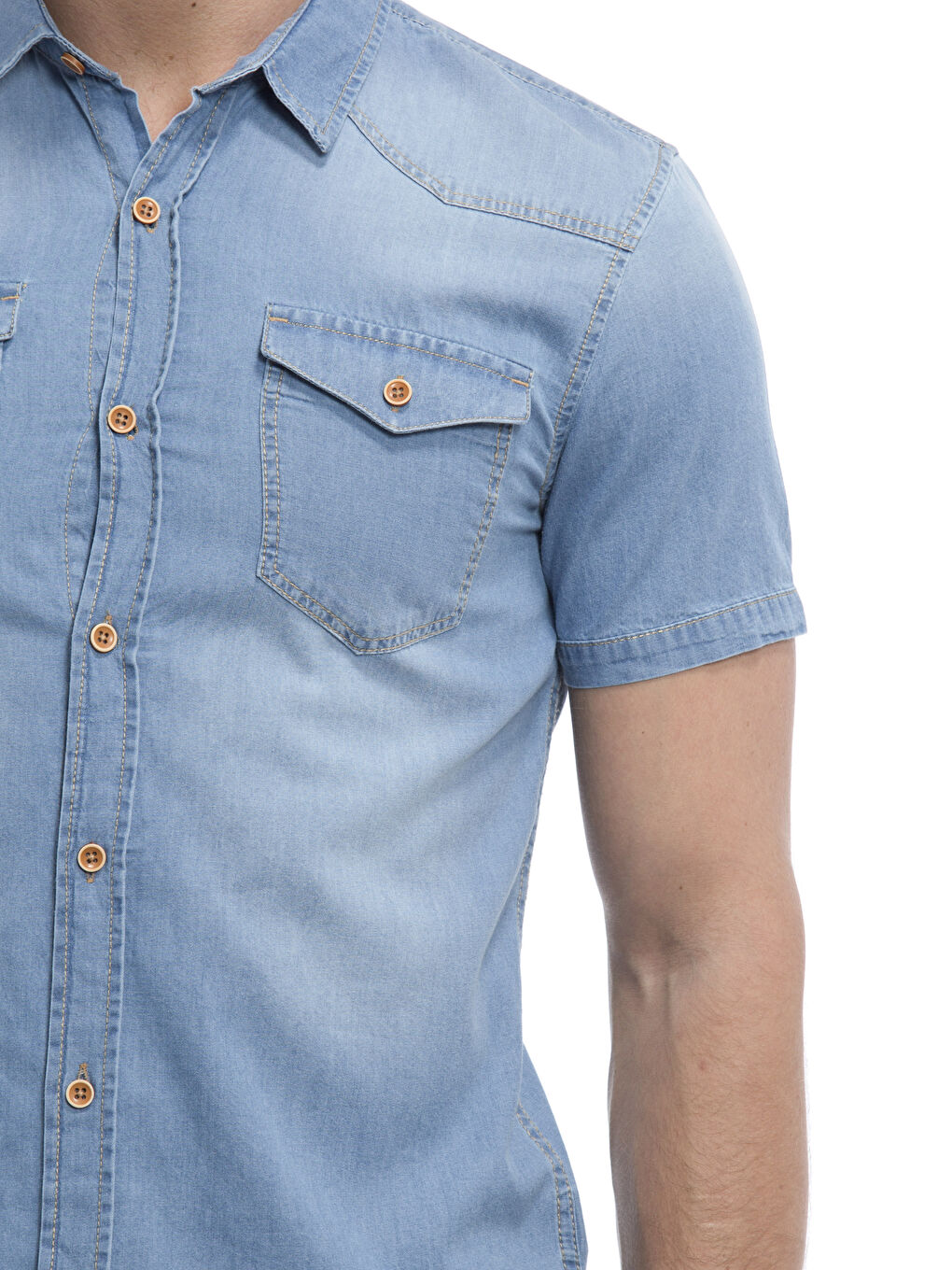 Orta İndigo Rodeo Jean Gömlek-3