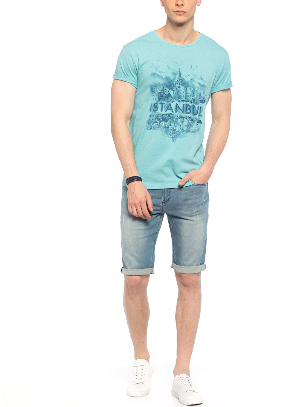 İndigo Koyu Rodeo Jean Şort-2