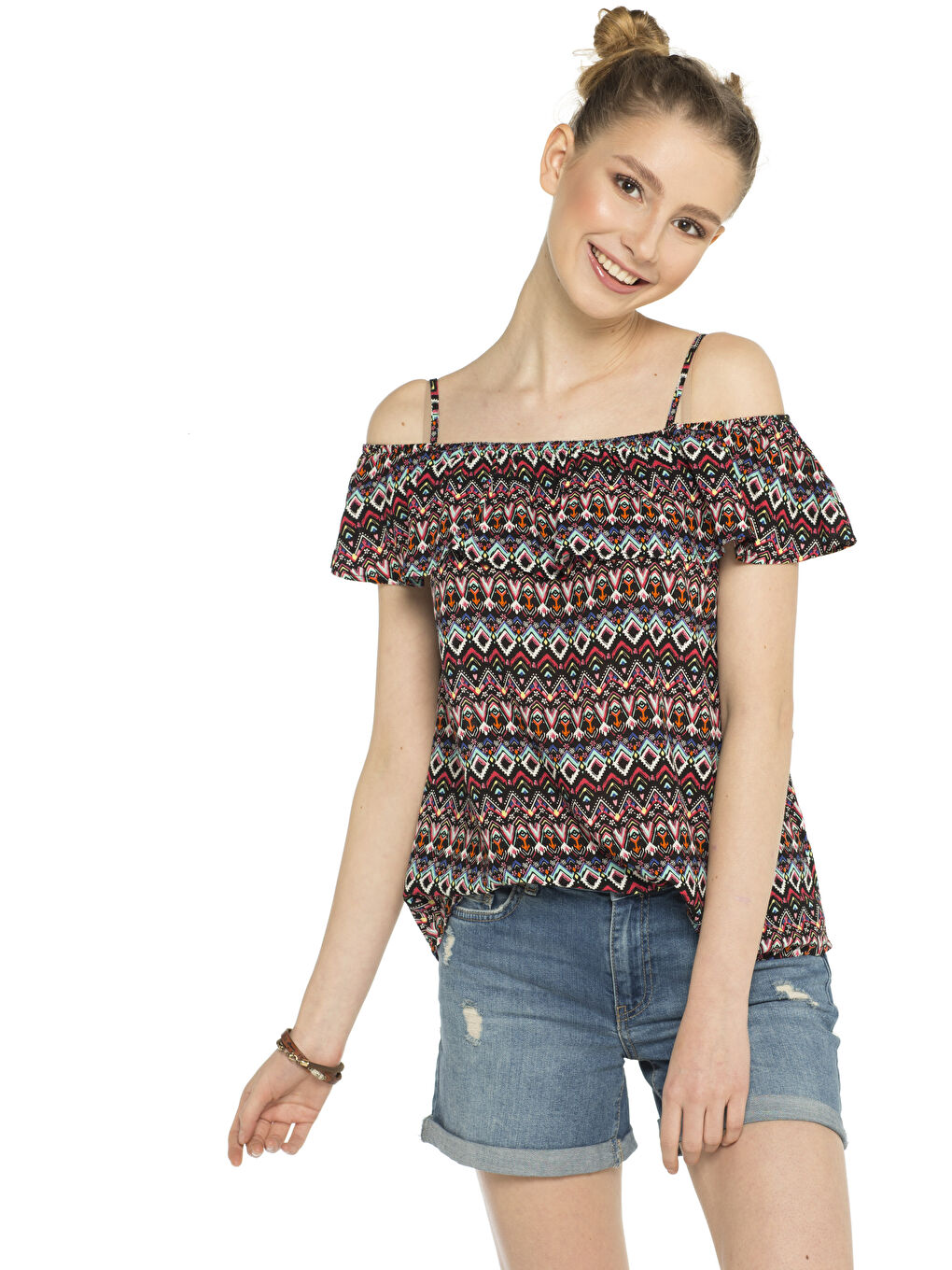 Siyah Baskılı Bluz