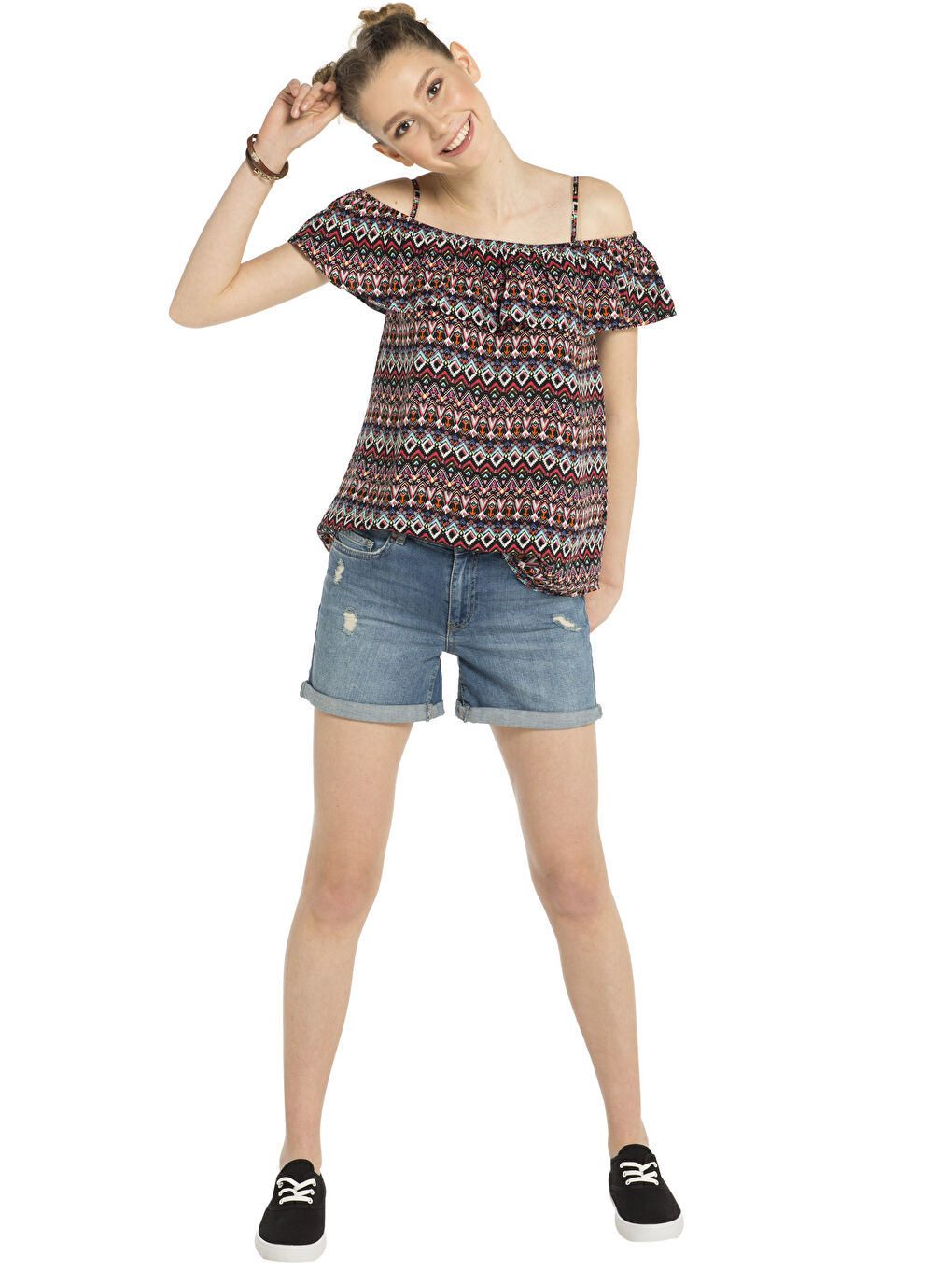 Siyah Baskılı Bluz-2