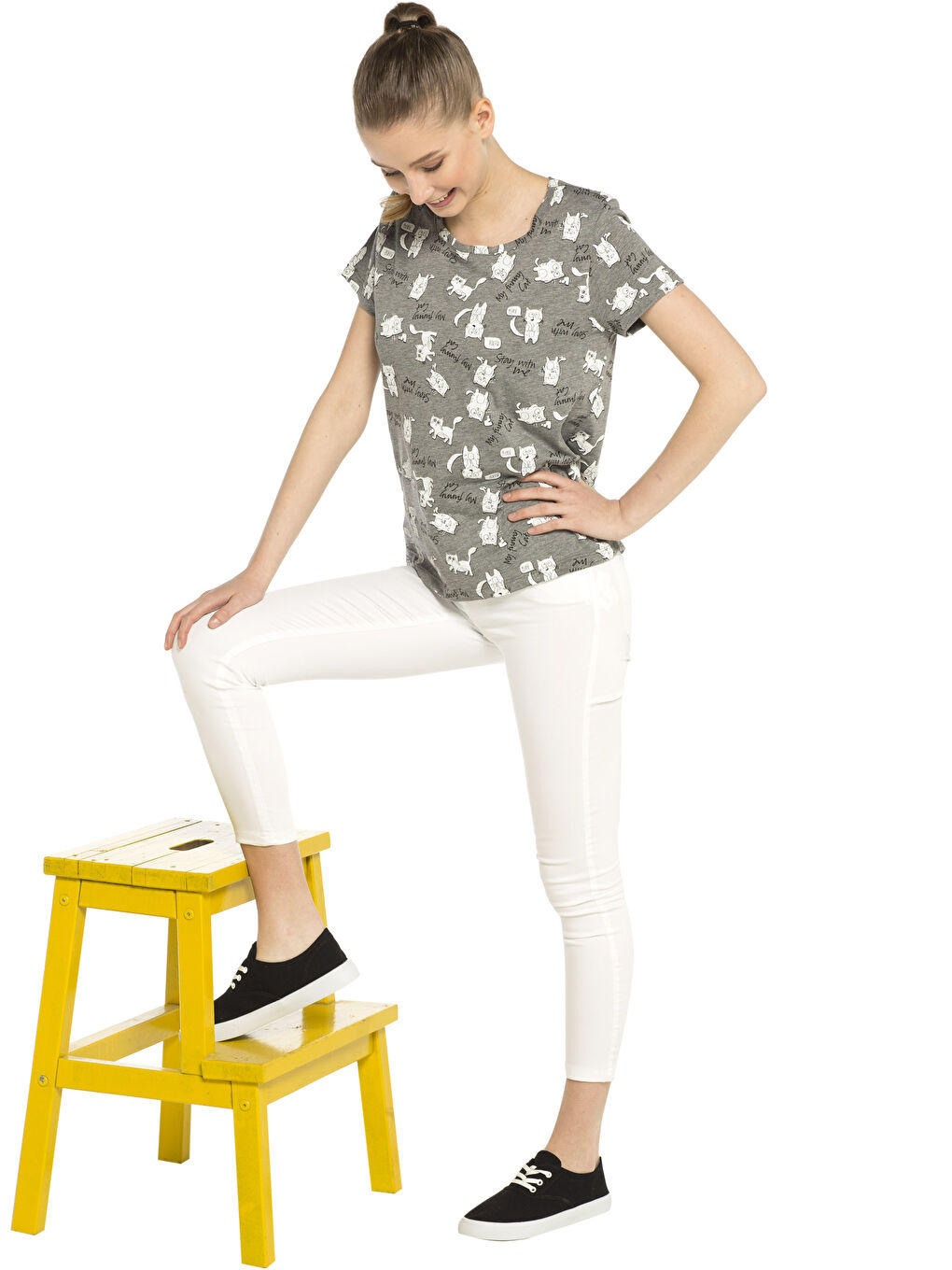 Antrasit Baskı Tişört-2