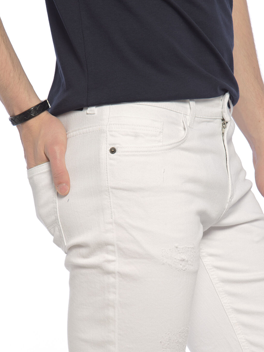 Beyaz Rodeo Jean Şort-3