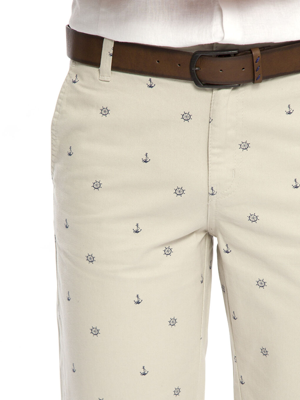 Bej Baskılı Şort-3