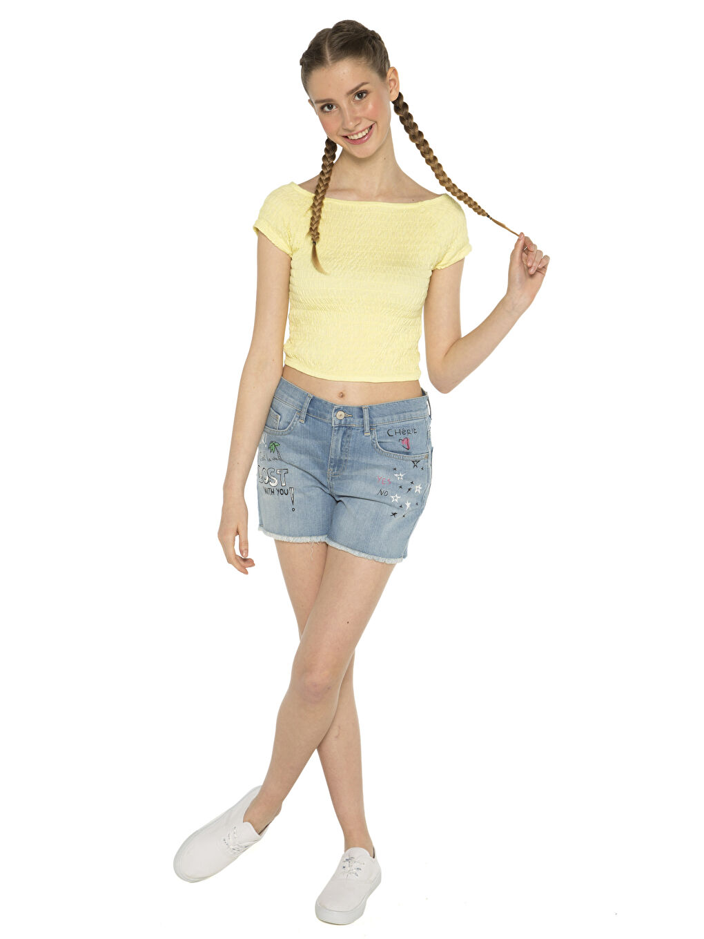 Açık İndigo Rodeo Jean Şort-2