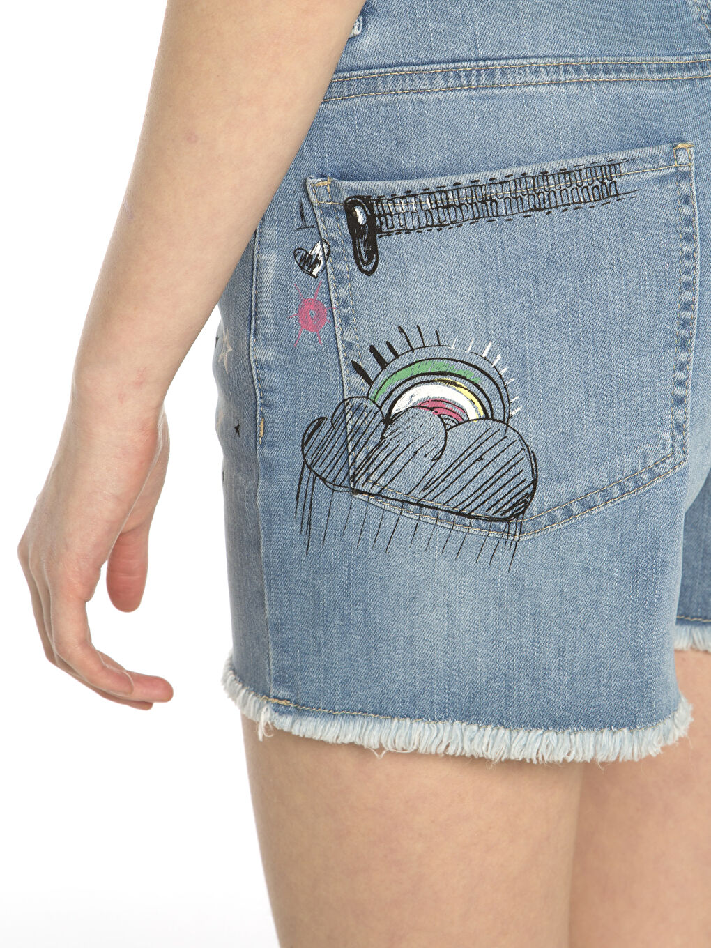 Açık İndigo Rodeo Jean Şort-3