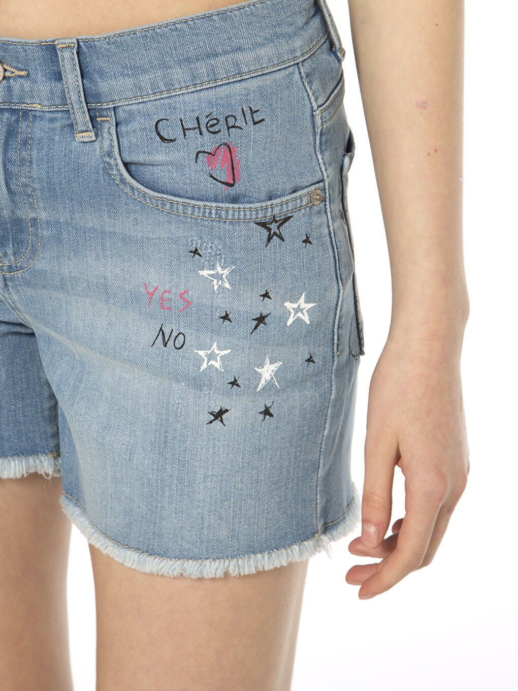 Açık İndigo Rodeo Jean Şort-5