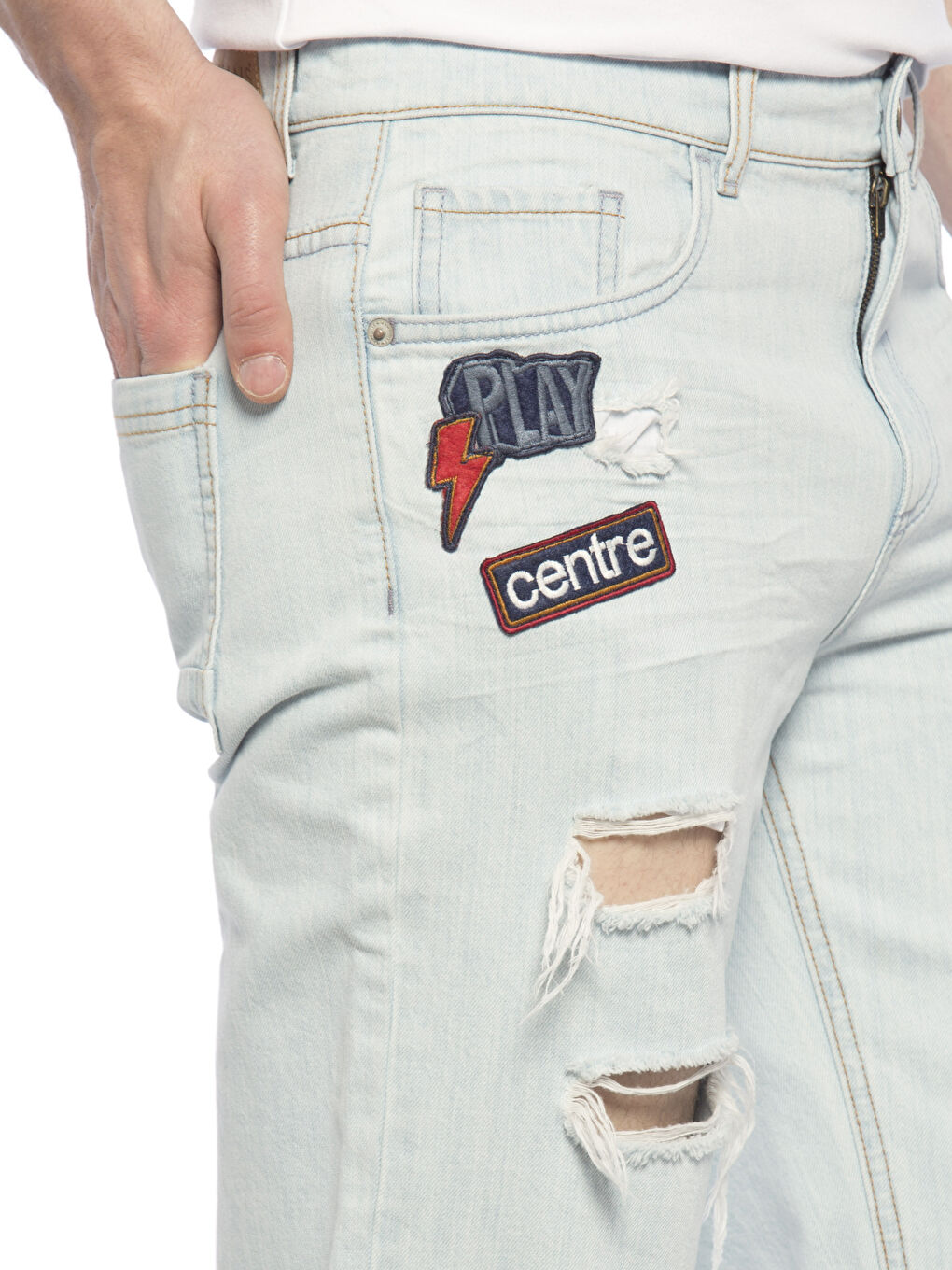 Açık İndigo Rodeo Jean Şort-3