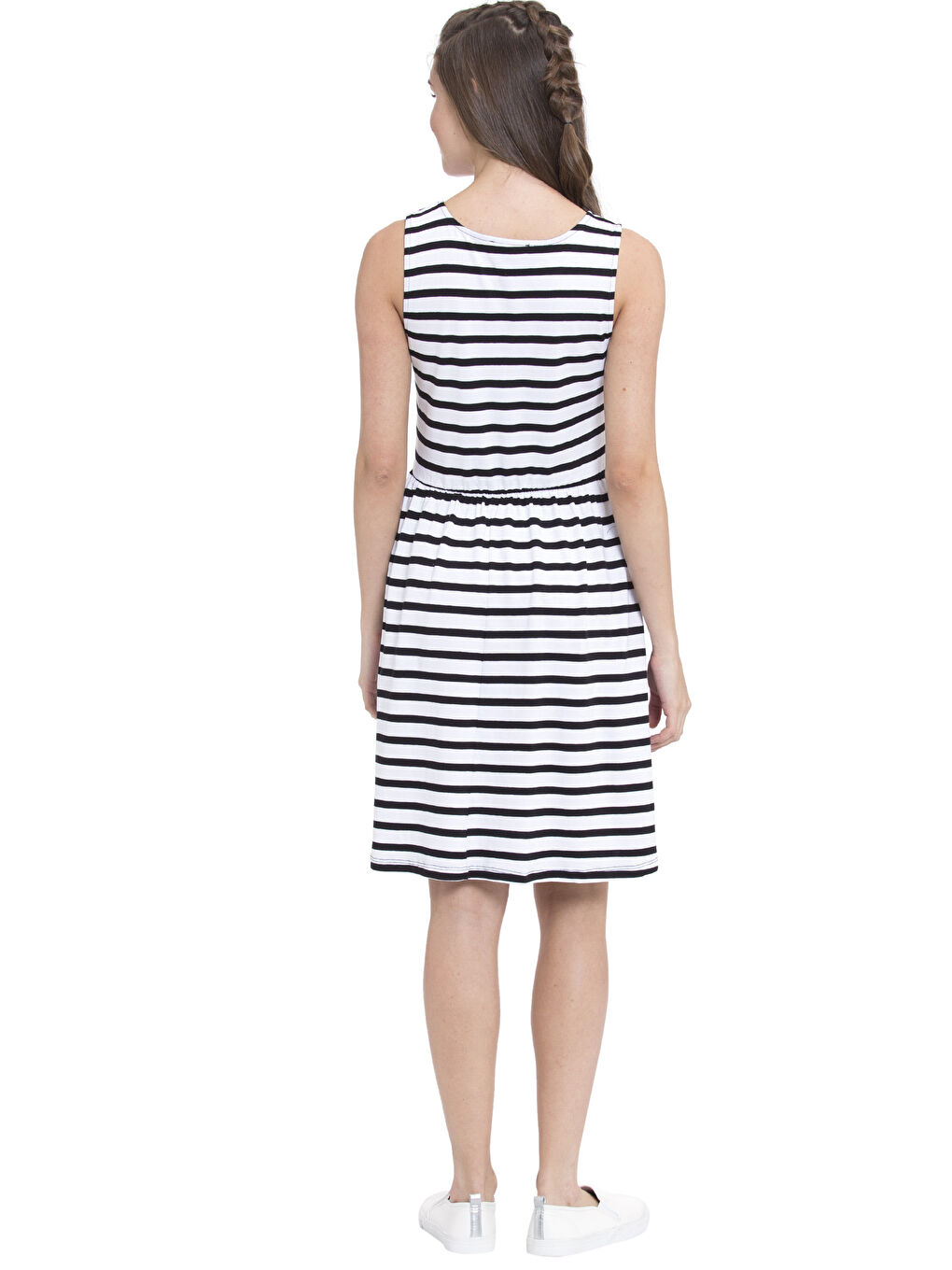 Lacivert-Bordo-Ekru Elbise-1