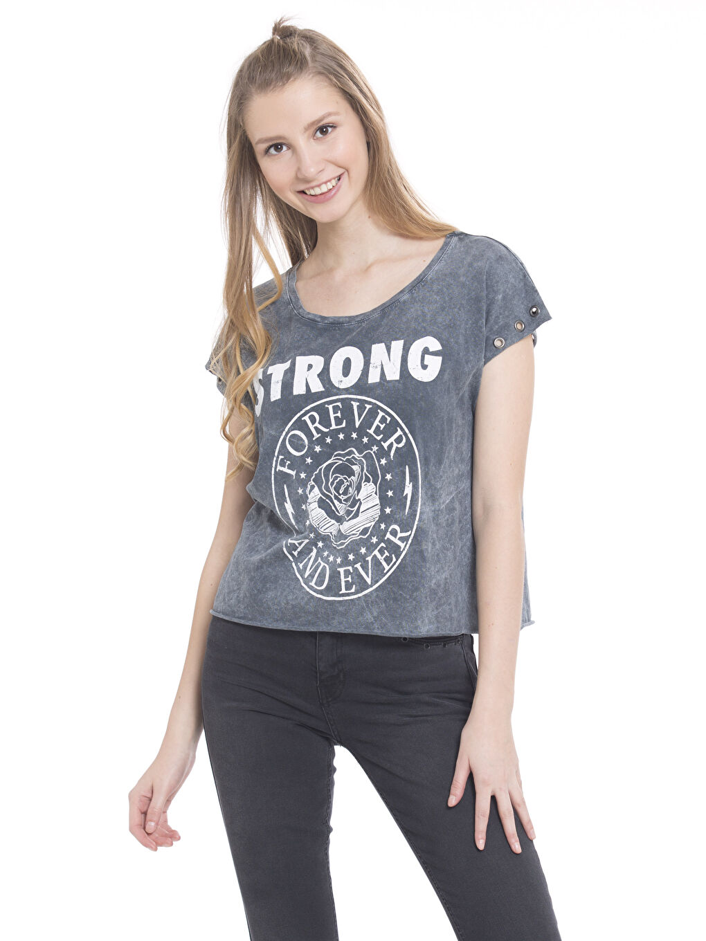 Lacivert Baskılı Tişört