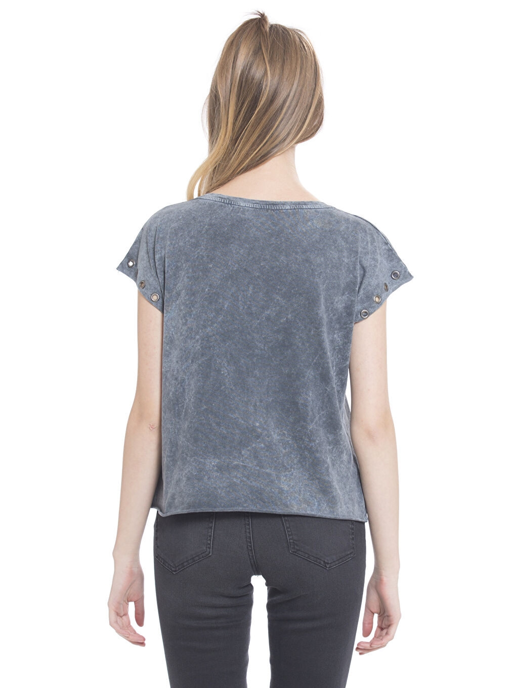 Lacivert Baskılı Tişört-1