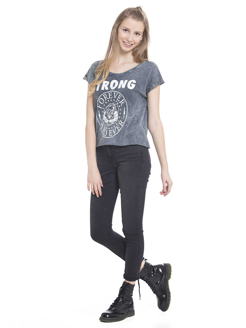 Lacivert Baskılı Tişört-2