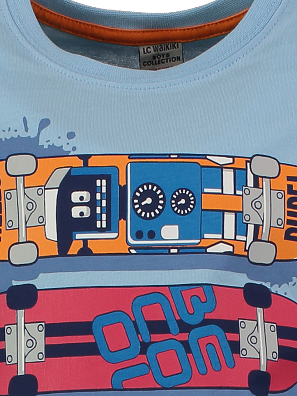 Mavi Bisiklet Yaka Baskılı Kısa Kollu Erkek Çocuk Tişört-2