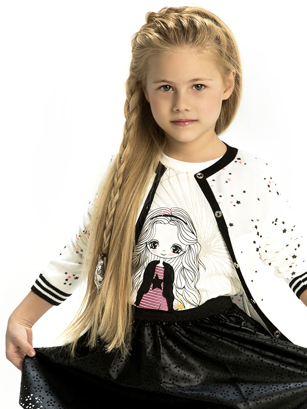 LCW Kids Girl ECRU T-Shirt -7Y1948Z4-FDU