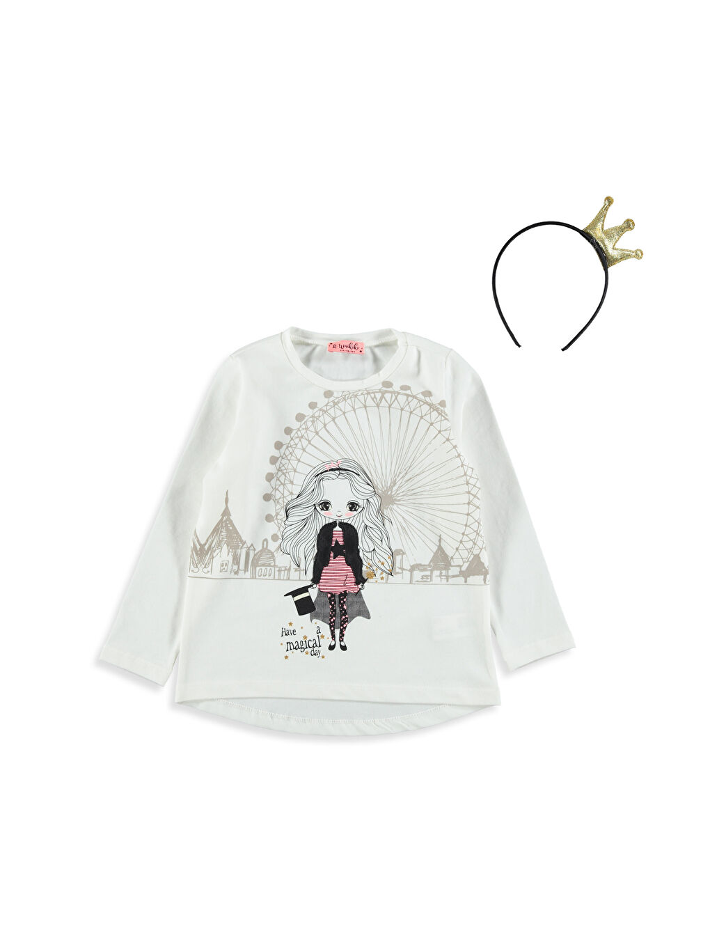 LCW Kids Girl ECRU T-Shirt -7Y1948Z4-FDU