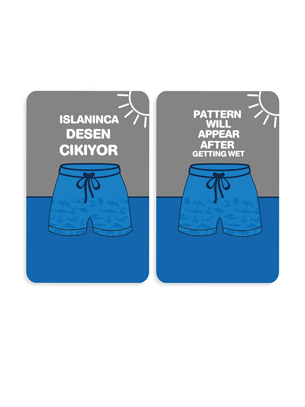 Mavi Baskılı Yüzme Şort-2