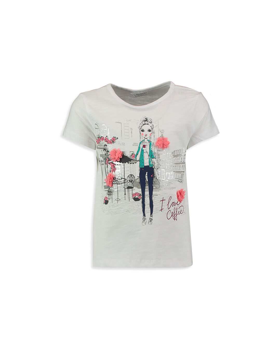 LCW Kids Girl WHITE T-Shirt -7Y9100Z4-FFB