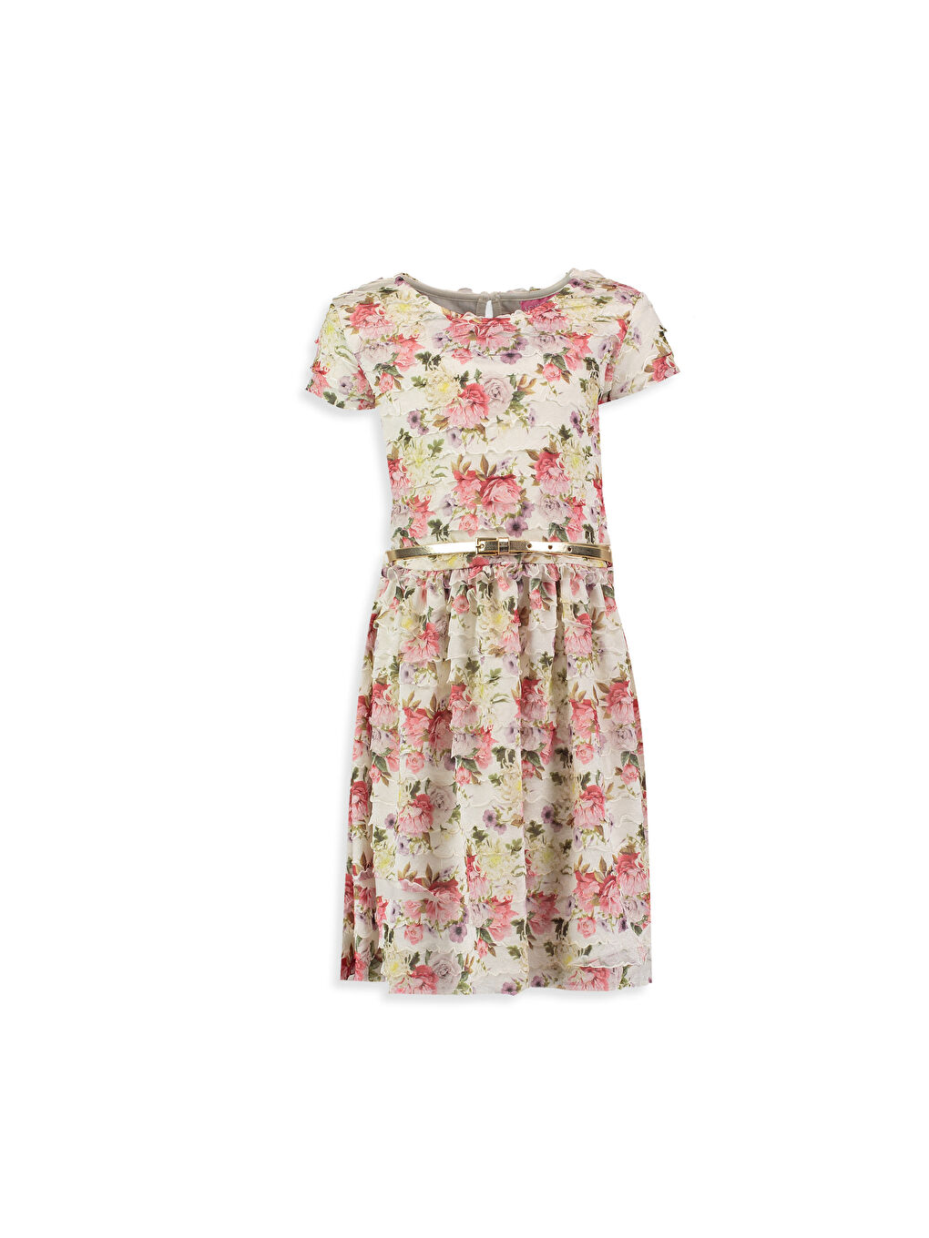 Ekru Baskılı Elbise