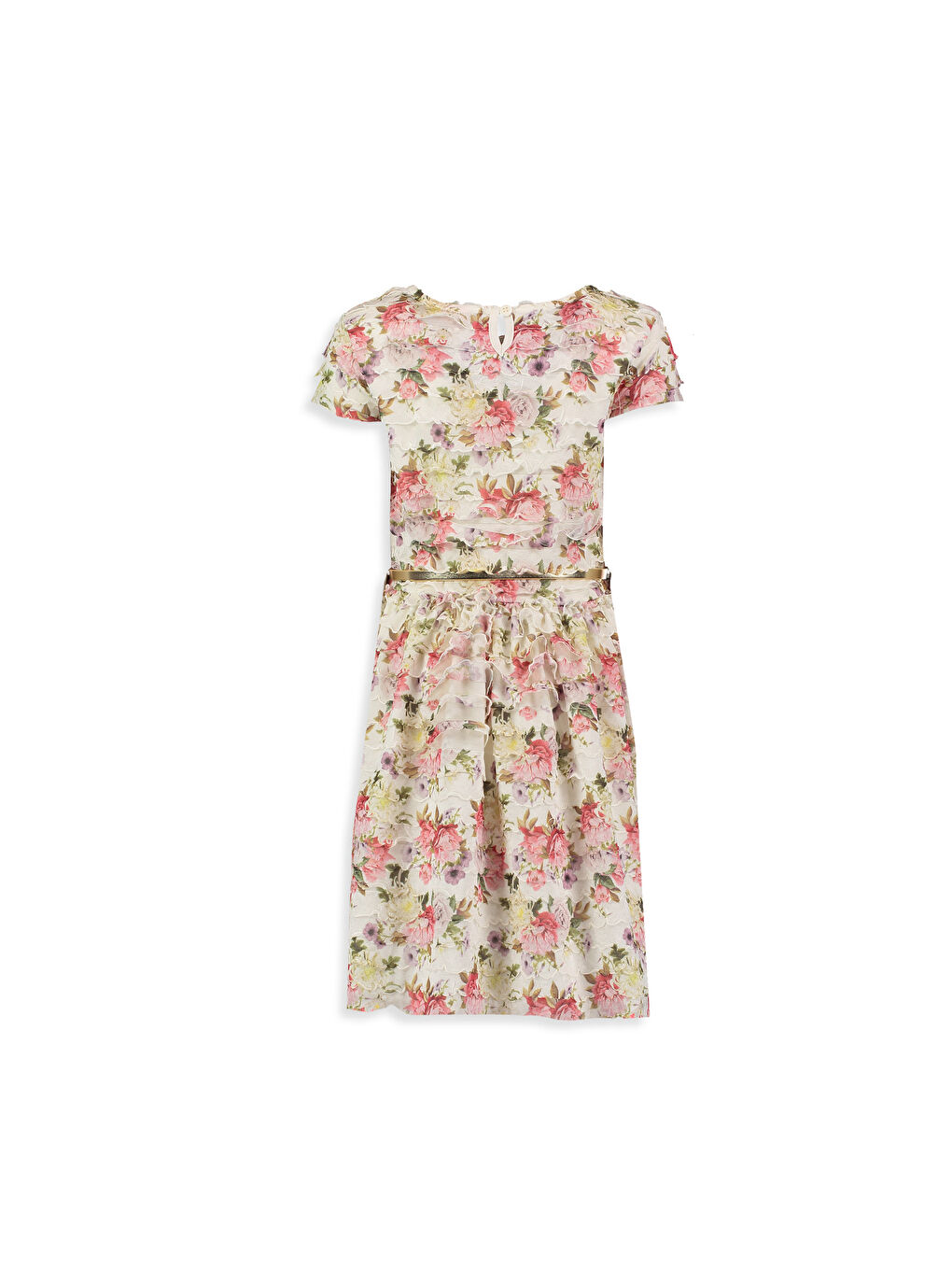 Ekru Baskılı Elbise-1