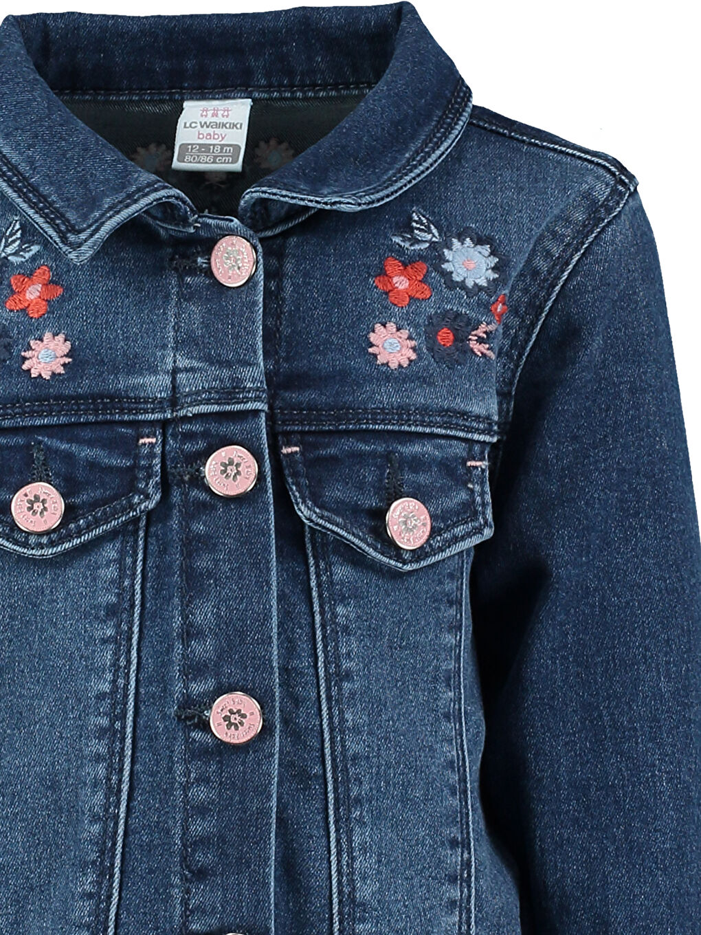 جاكيت جينز للبنات الرضع مطرز برقبة بياقة-2