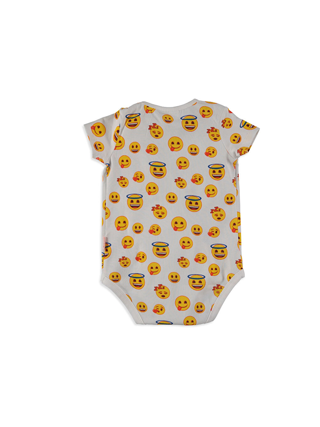 Beyaz Emoji Baskılı Kız Bebek Çıtçıtlı Body-1