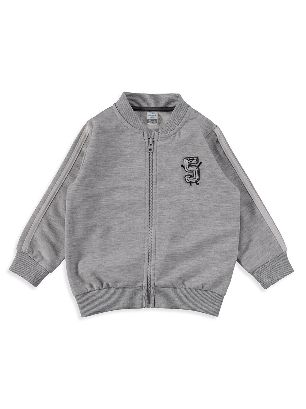 Gri Melanj Fermuarlı Sweatshirt