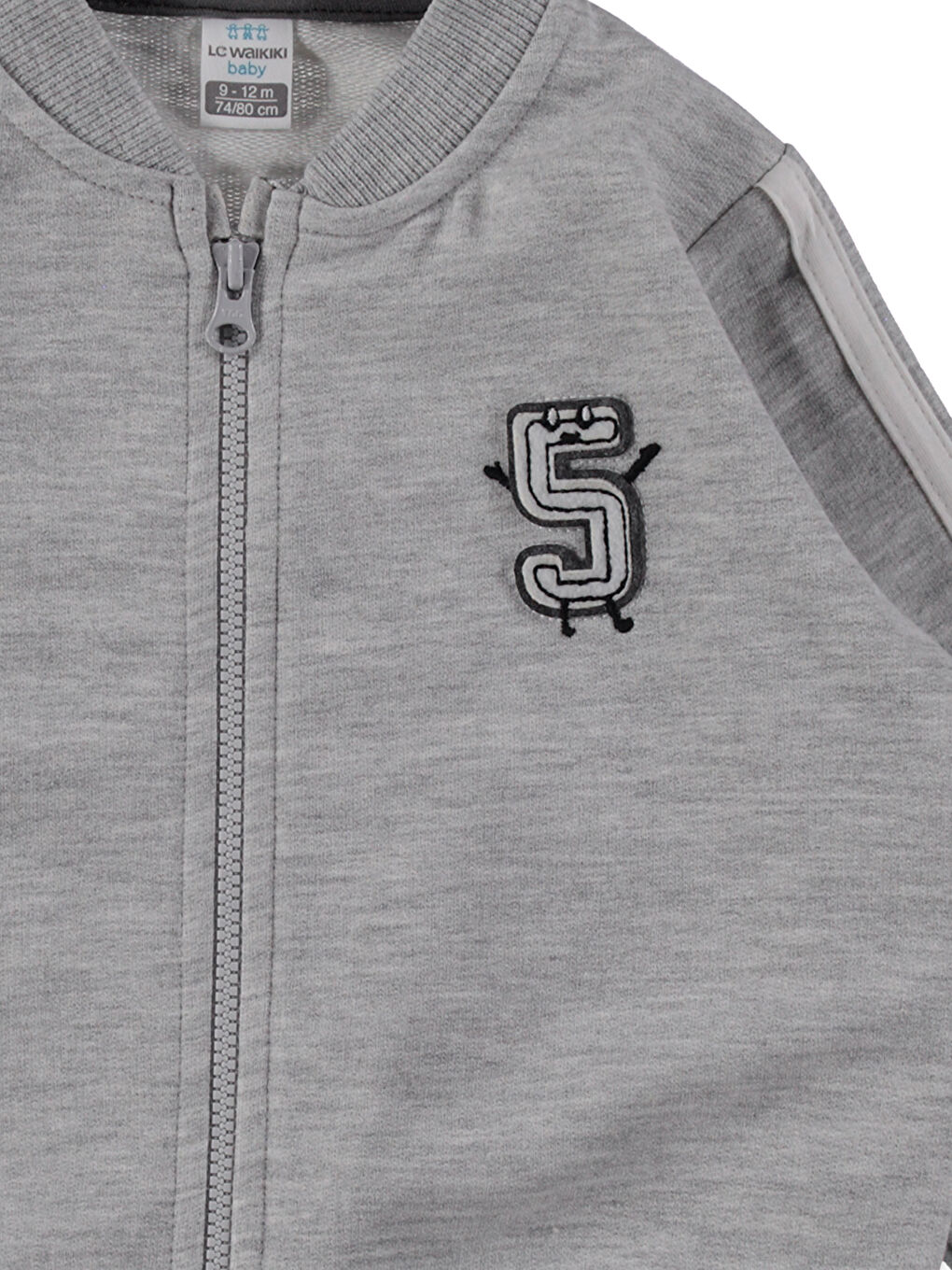 Gri Melanj Fermuarlı Sweatshirt-2