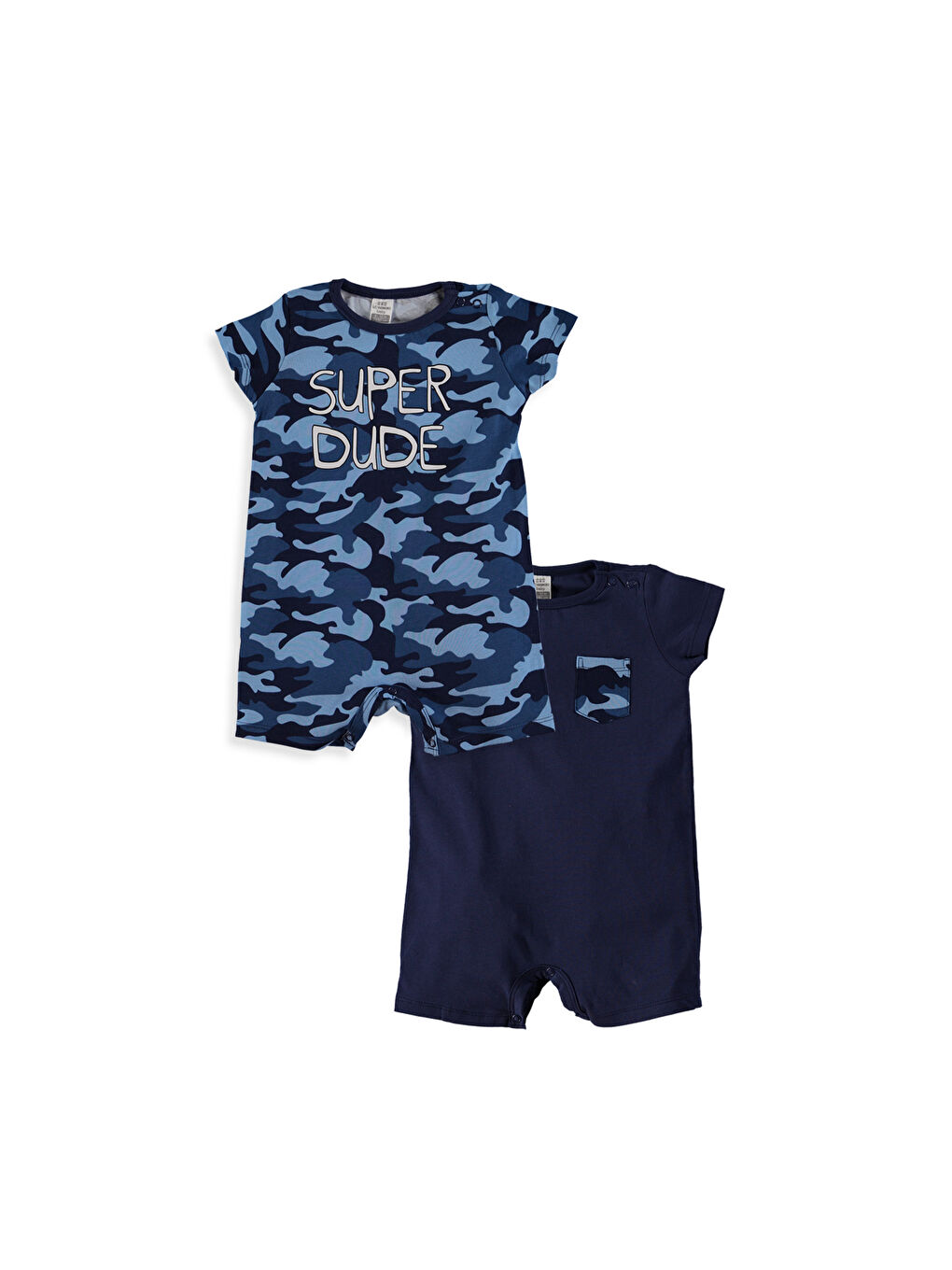 Lacivert Erkek Bebek Baskılı Tulum 2'li