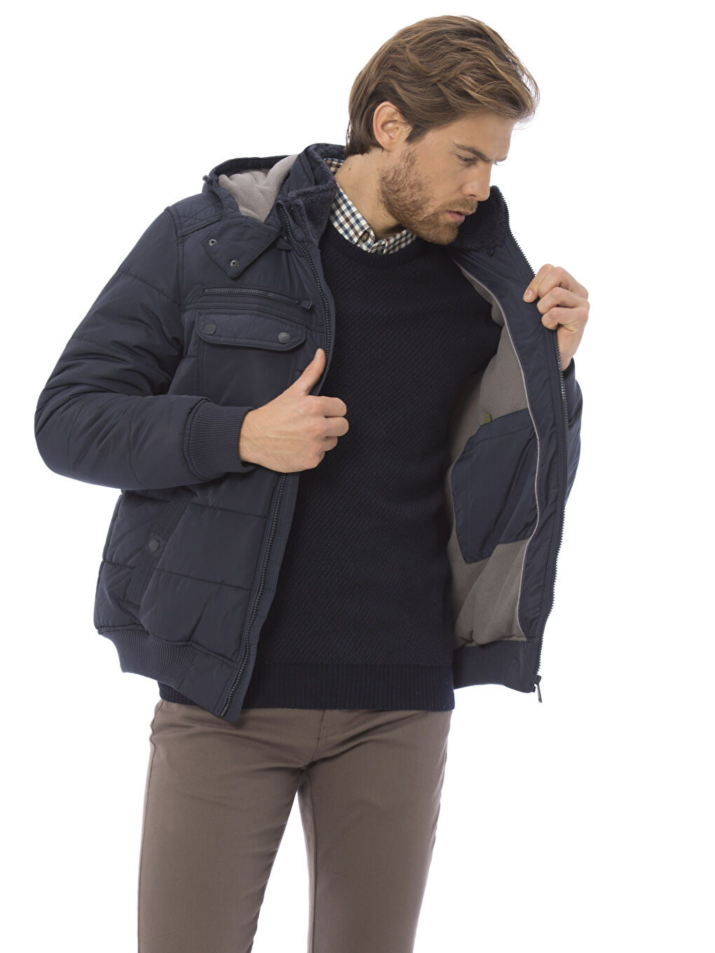 Lacivert Şişme Mont-2