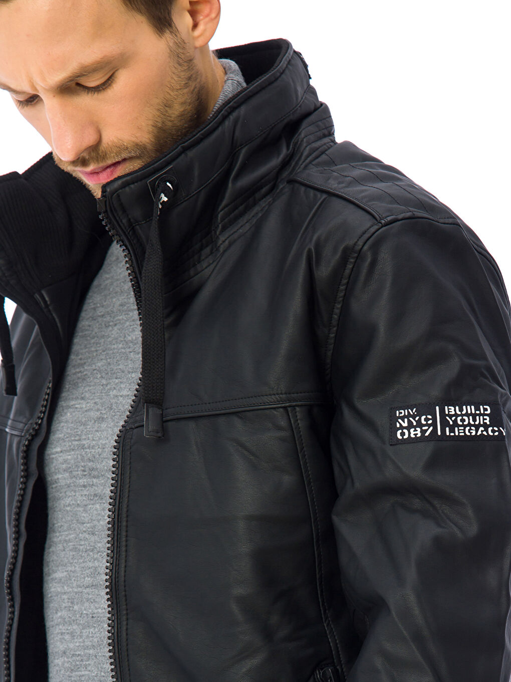 XSIDE Man BLACK Faux Leather Coat -7K0719Z8-J0F - LC Waikiki