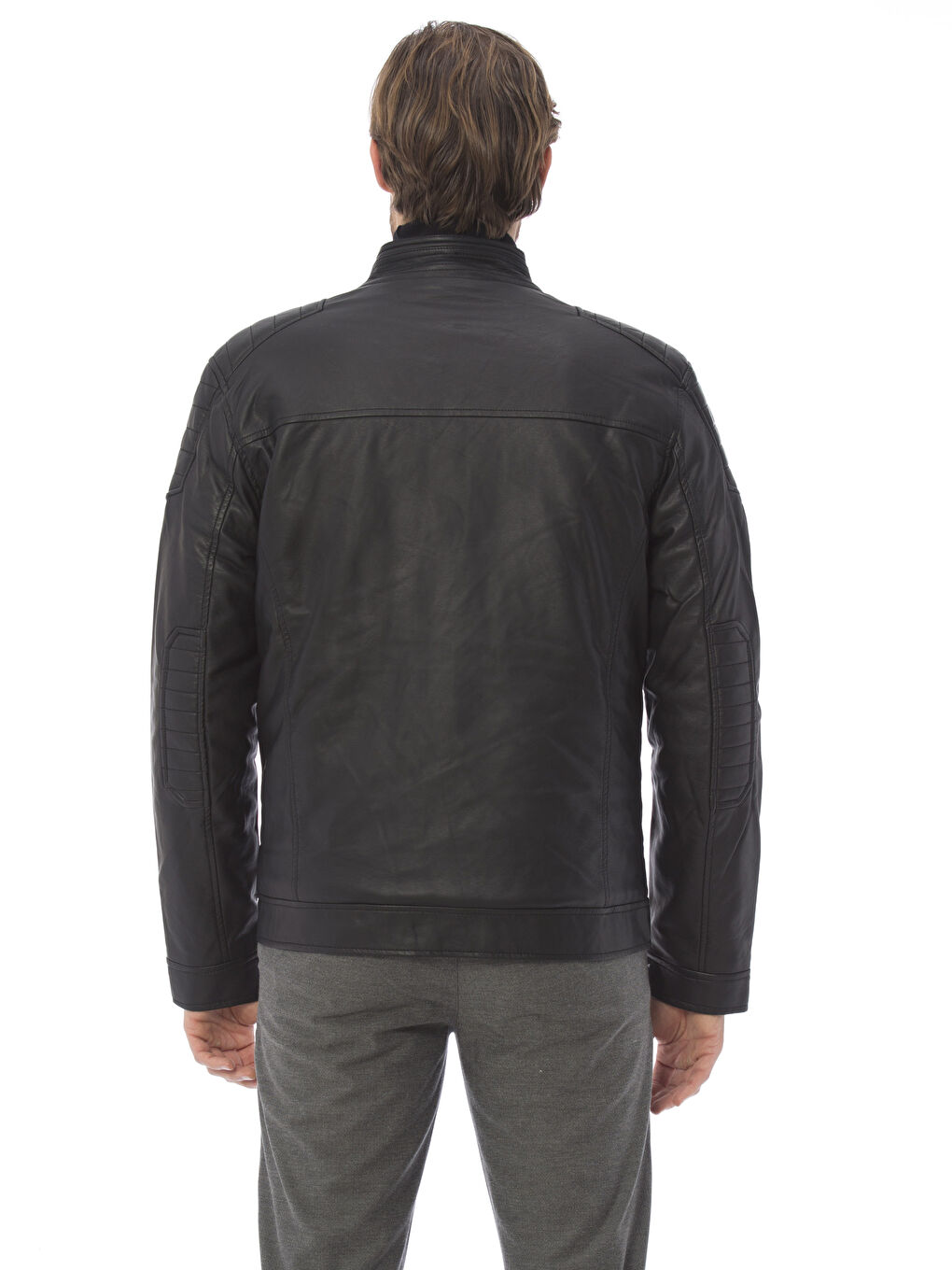 Yeni Siyah Deri Görünümlü Mont-3