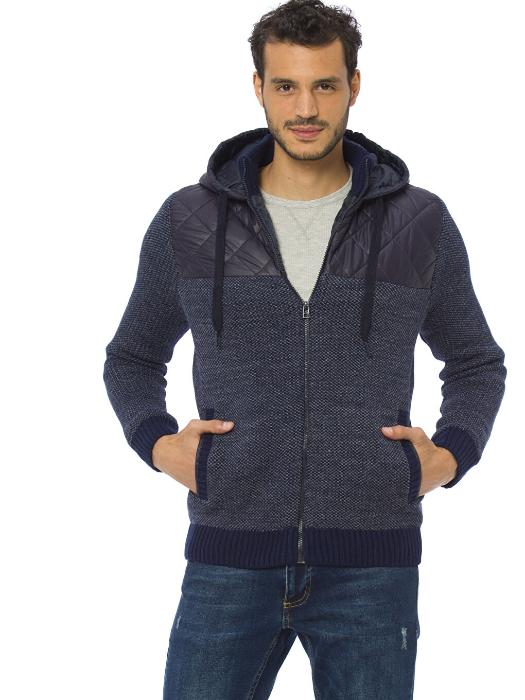 Cardigan en Tricot à Capuche pour Hommes