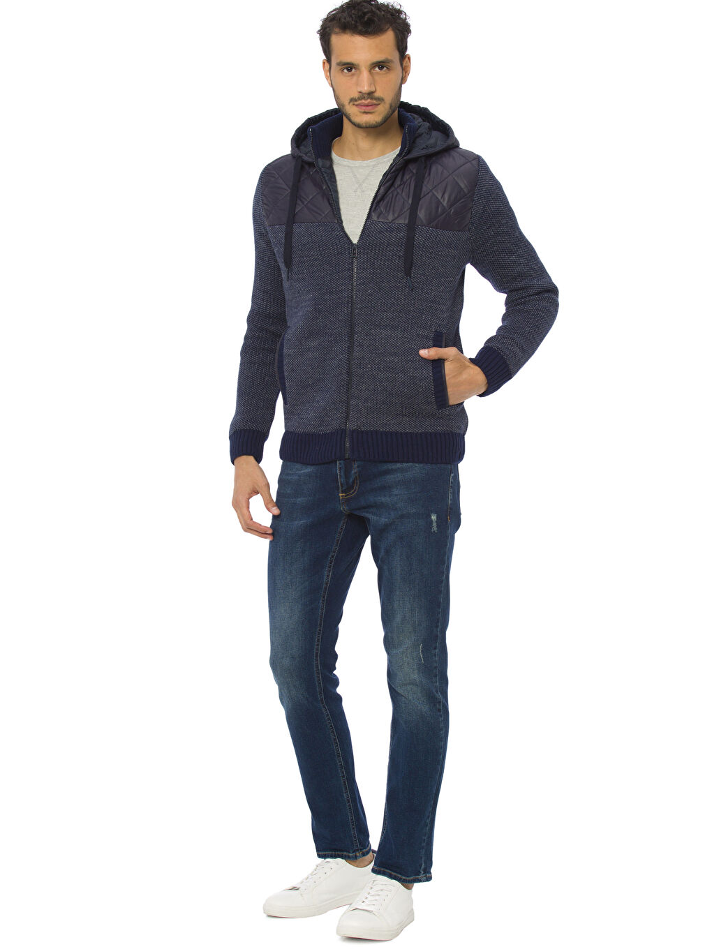 Cardigan en Tricot à Capuche pour Hommes-2