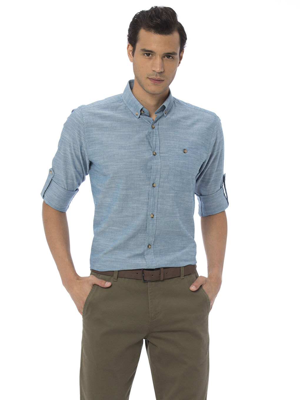 LCWAIKIKI Basic Man PETROL Shirt -7K1563Z8-D8J