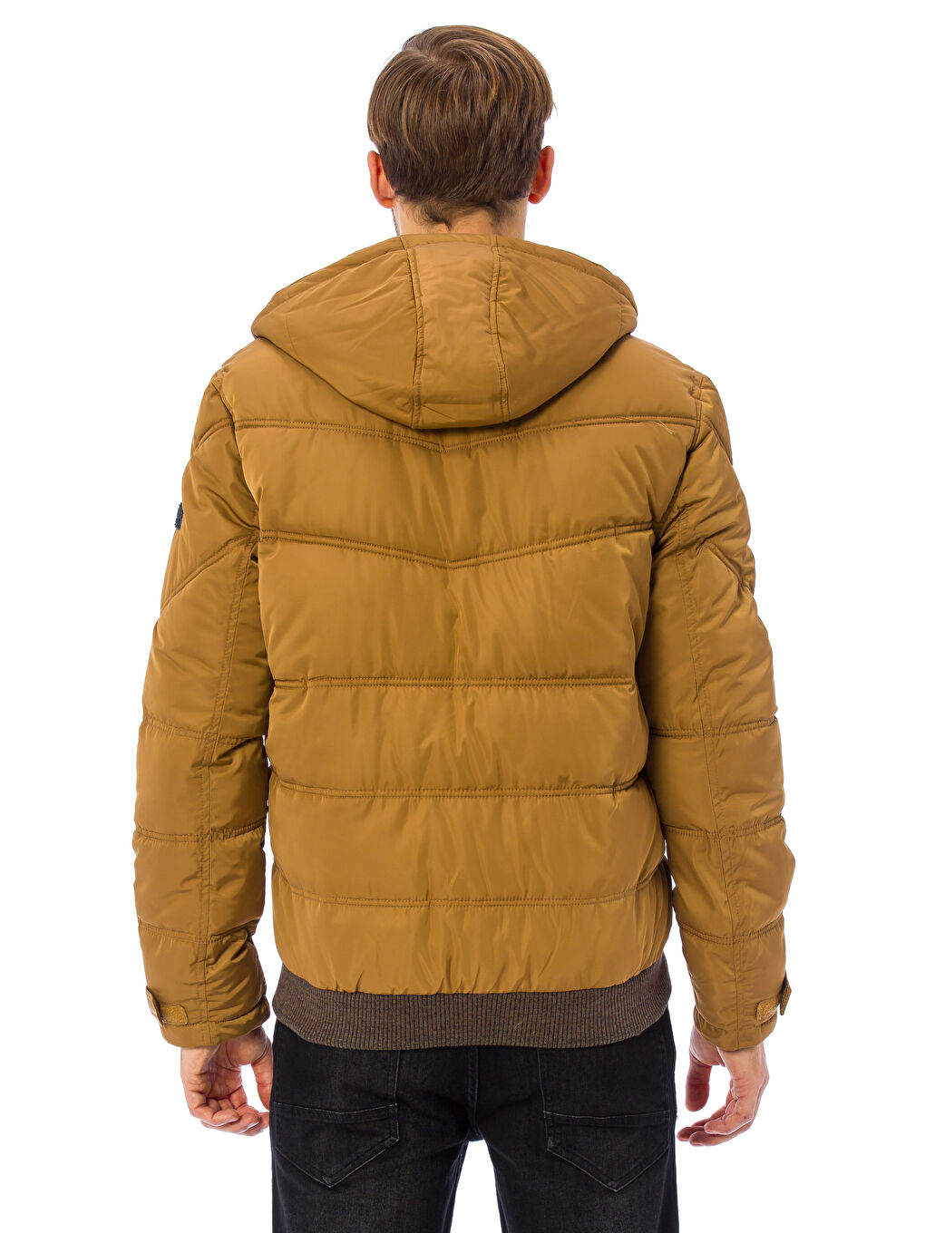 Kahverengi Kapüşonlu Kalın Şişme Mont-2