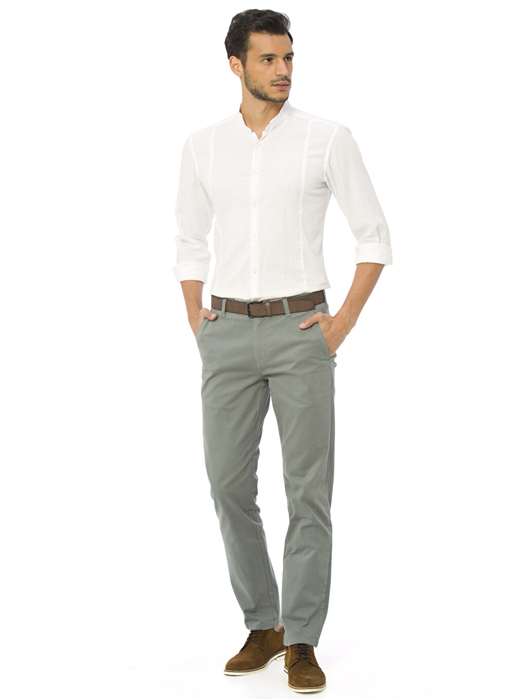 Man Green Chino Trousers-2