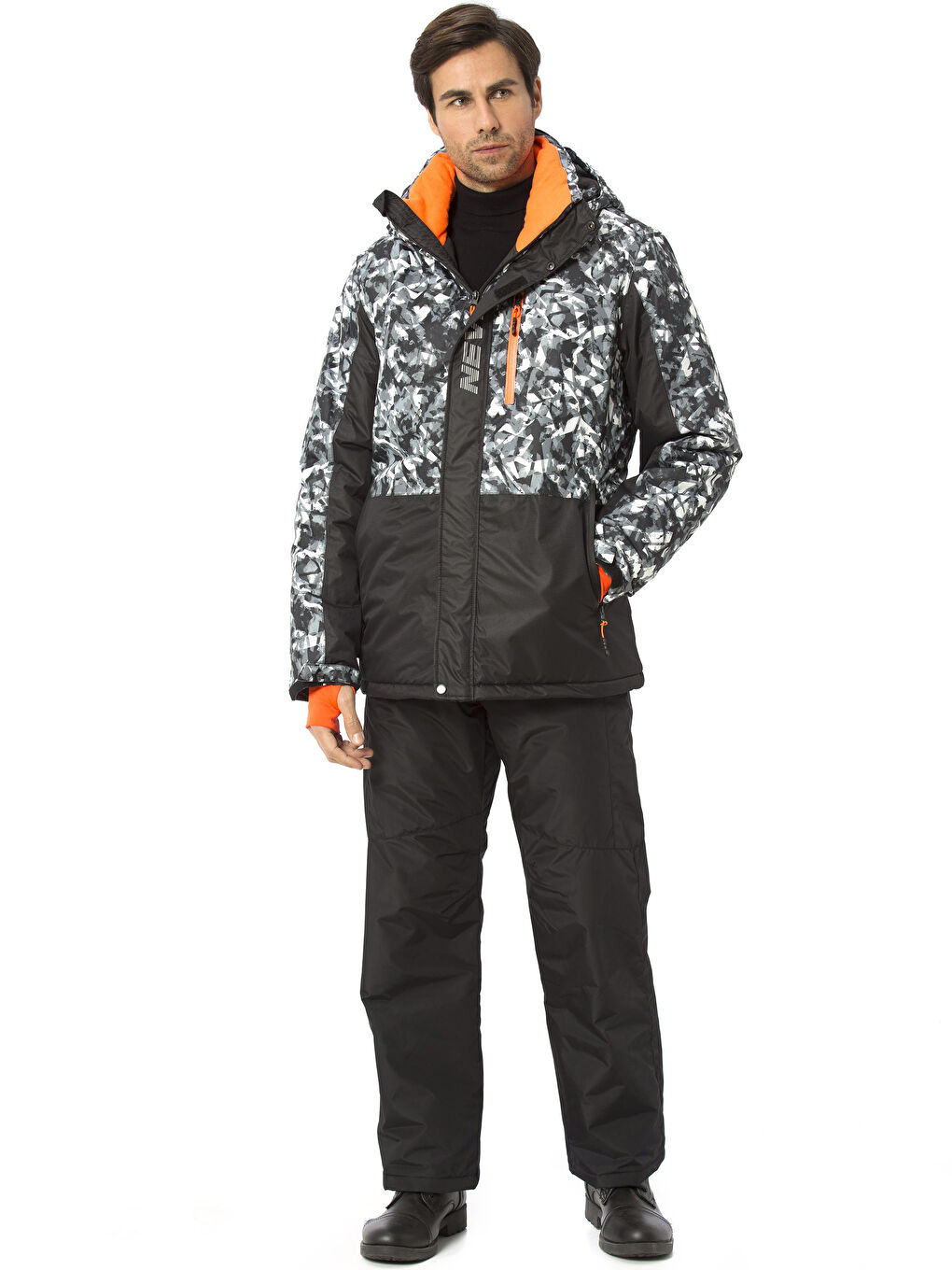 Beyaz Kapüşonlu Kayak Montu-2