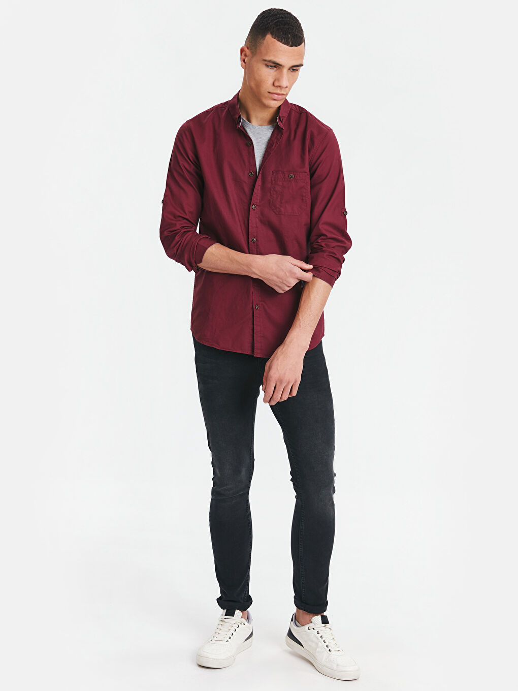 Chemise ROUGE BORDEAUX Homme-2