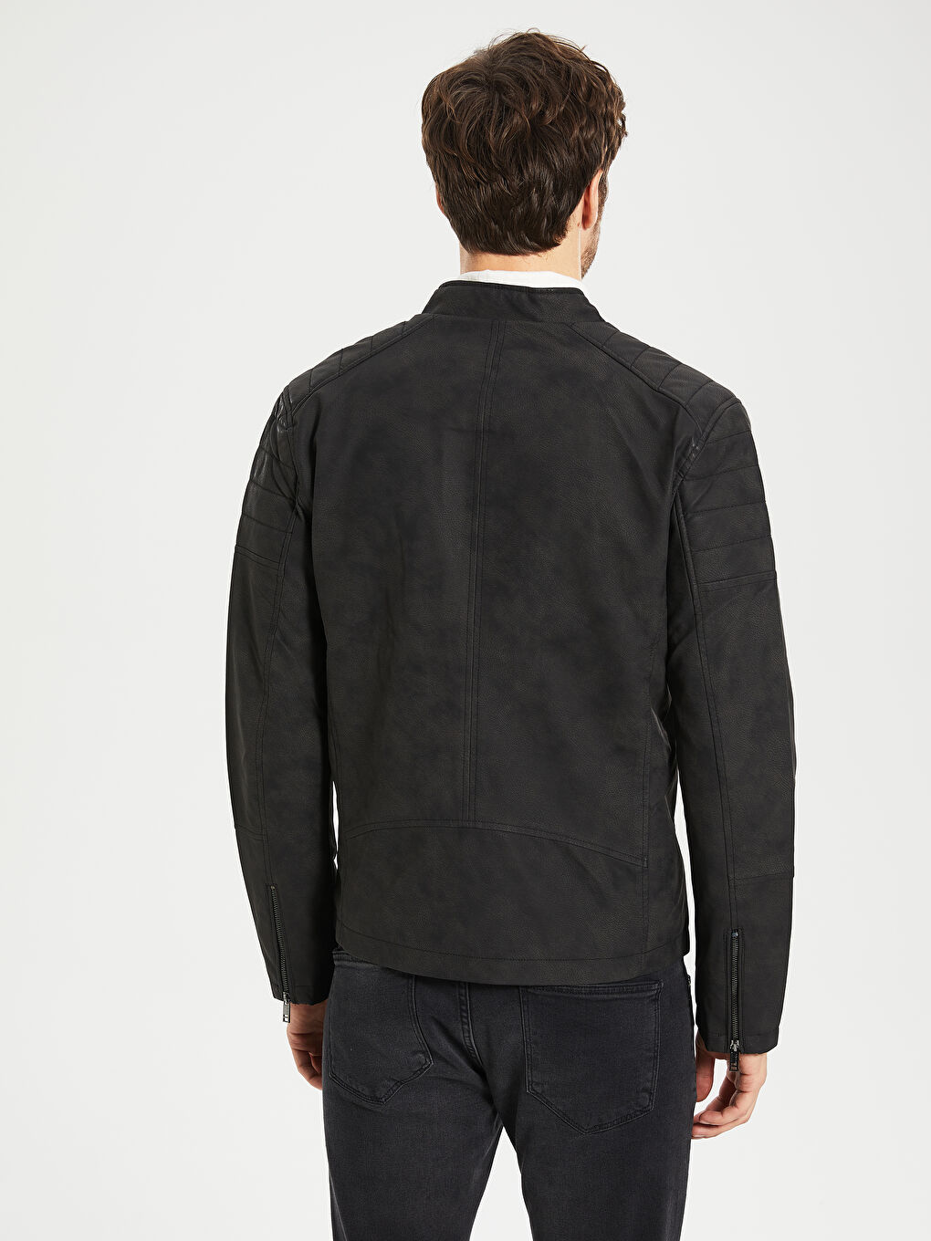 Man ANTHRACITE Faux Leather Coat-4