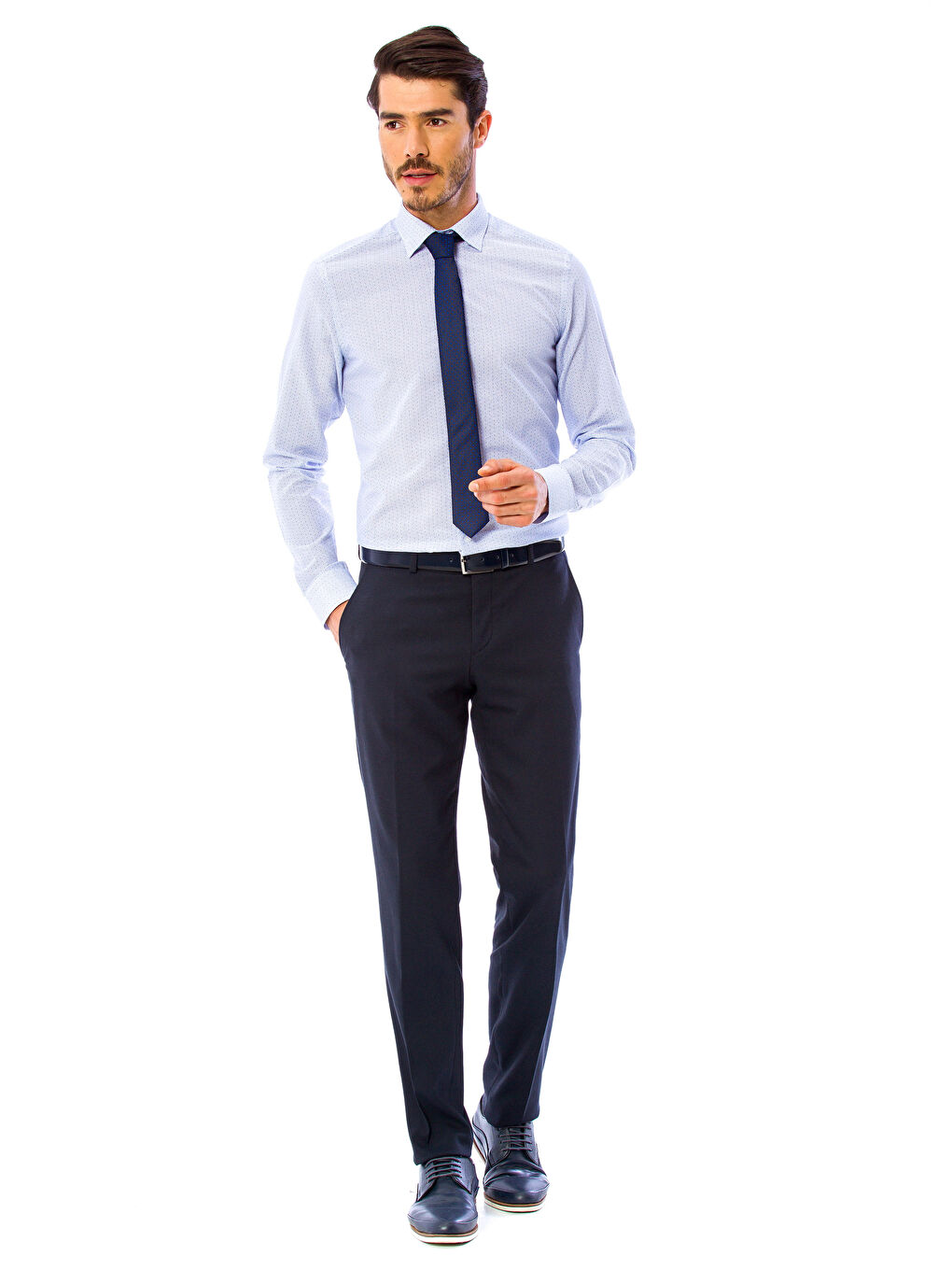 İndigo Baskılı Gömlek-3