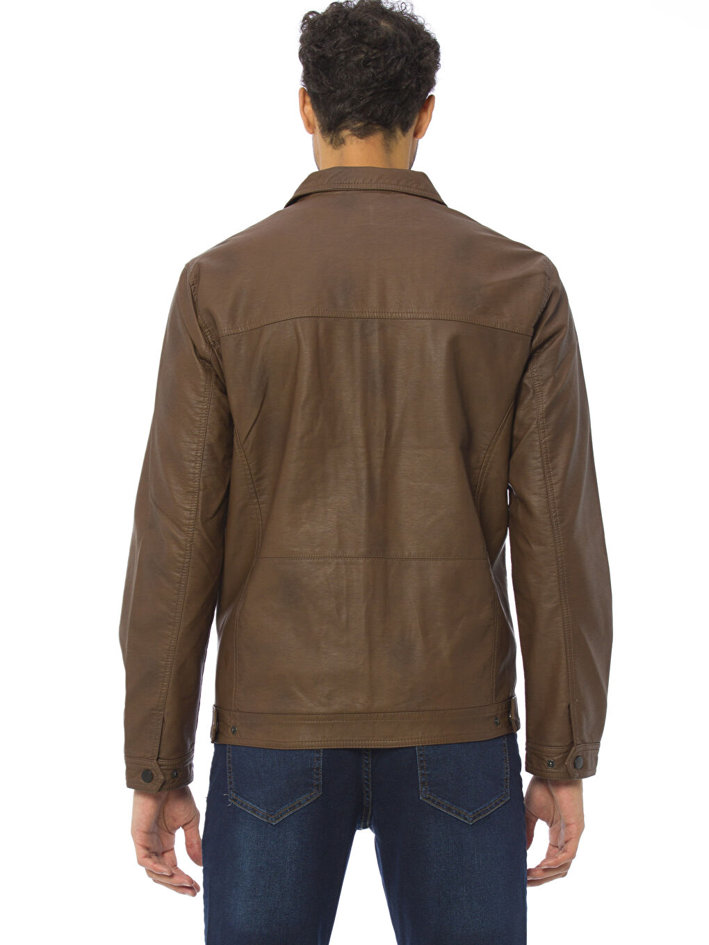 Kahverengi Deri Görünümlü Mont-1